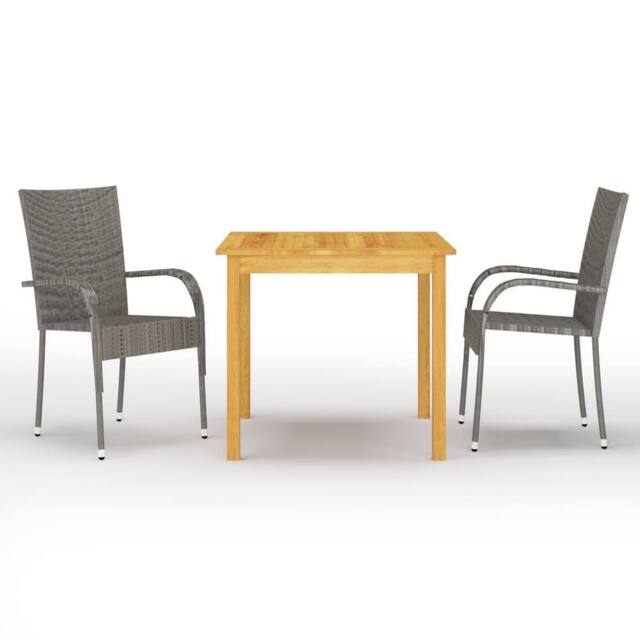 Berkfield Home 3 Piece Garden Dining Set Grey - image 1