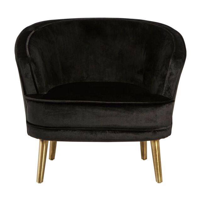 Orsina Luxurious Grey Velvet Round Chair, Velvet Upholstered Mid Century Armchair, Metal Legs Comfortable Armchair in Black - image 1