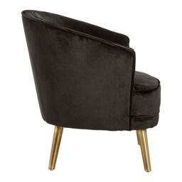 Orsina Luxurious Grey Velvet Round Chair, Velvet Upholstered Mid Century Armchair, Metal Legs Comfortable Armchair in Black - thumbnail 3