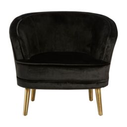 Orsina Luxurious Grey Velvet Round Chair, Velvet Upholstered Mid Century Armchair, Metal Legs Comfortable Armchair in Black - thumbnail 6