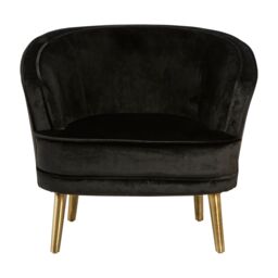 Orsina Luxurious Grey Velvet Round Chair, Velvet Upholstered Mid Century Armchair, Metal Legs Comfortable Armchair in Black