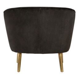 Orsina Luxurious Grey Velvet Round Chair, Velvet Upholstered Mid Century Armchair, Metal Legs Comfortable Armchair in Black - thumbnail 4