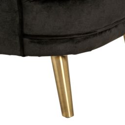 Orsina Luxurious Grey Velvet Round Chair, Velvet Upholstered Mid Century Armchair, Metal Legs Comfortable Armchair in Black - thumbnail 5