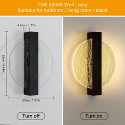 Pheashine Modern Light Luxury Acrylic Wall Lamp 12W Warm White 25cm in Black - thumbnail 3