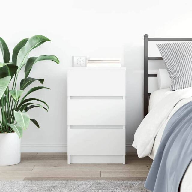 Berkfield Home Durable Bedside Cabinet with 3 Drawers White 39x35x65 cm - Size: 39 x 35 x 65 cm - image 1