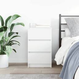Berkfield Home Durable Bedside Cabinet with 3 Drawers White 39x35x65 cm - Size: 39 x 35 x 65 cm - thumbnail 1