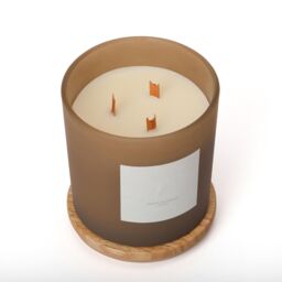 Aroma Naturals Frosted Decadence Glass Candle - Cashmere Scent in Brown - Size: XL - thumbnail 4