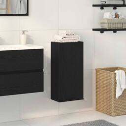 Berkfield Home Wall-mounted Cabinet Black Oak 32x20x67 cm Engineered Wood - Size: 32 x 20 x 67 cm - thumbnail 2