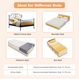 Costway Foldable Bed Rail with Adjustable Safety Strap for Toddlers in White - thumbnail 4