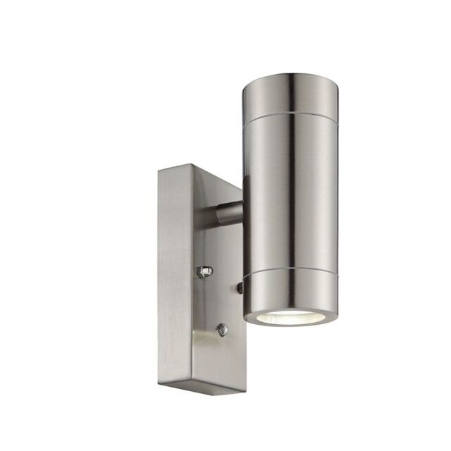 Netlighting Palin Outdoor Up Down Wall Photocell Light IP44 7W Brushed Stainless Steel in Grey