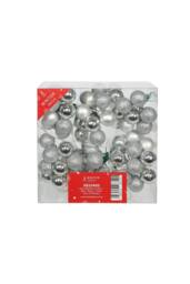 KDMD Silver Bauble on Wire - Matt Shiny Glitter 72 Pack