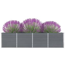 Berkfield Home Raised Garden Bed 320x40x77 cm Galvanised Steel Grey - Size: 320 x 40 x 77 cm - thumbnail 3