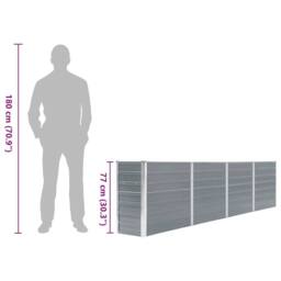 Berkfield Home Raised Garden Bed 320x40x77 cm Galvanised Steel Grey - Size: 320 x 40 x 77 cm - thumbnail 8