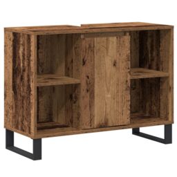 Berkfield Home Bathroom Vanity Unit Old Wood Particle board Medium in Brown - thumbnail 2