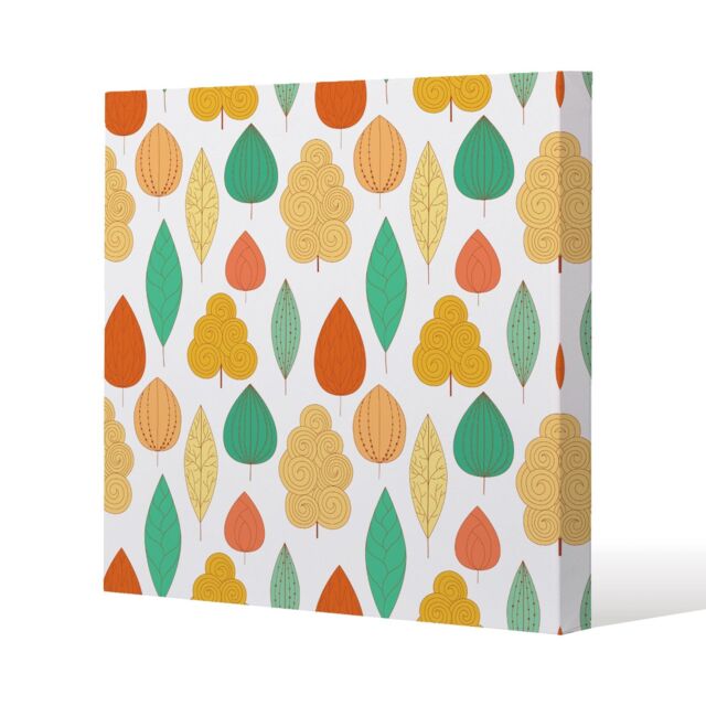 Benjamin Tate Design Decorative Leaves Slim Style Canvas Print 60x60cm in Natural - Size: 60x60 cm - image 1