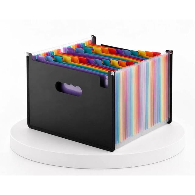 VOGREX 26-Pocket Multicolour A4 Expanding Document Folder in Black - image 1