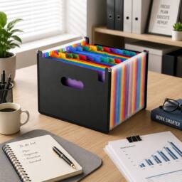 VOGREX 26-Pocket Multicolour A4 Expanding Document Folder in Black - thumbnail 4