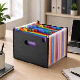 VOGREX 26-Pocket Multicolour A4 Expanding Document Folder in Black - thumbnail 3
