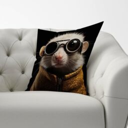 Warren Reed - Designer Realistic Doormouse Cushions in White - Size: 60 cm x 60 cm - thumbnail 2