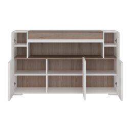 Furniture To Go Toronto 3 Door Sideboard with open shelving (inc. Plexi Lighting) in White - thumbnail 3