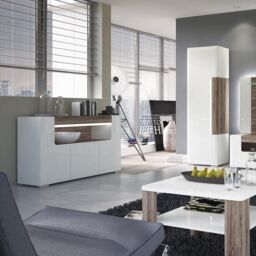 Furniture To Go Toronto 3 Door Sideboard with open shelving (inc. Plexi Lighting) in White - thumbnail 6