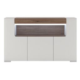Furniture To Go Toronto 3 Door Sideboard with open shelving (inc. Plexi Lighting) in White - thumbnail 2