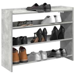 Berkfield Home Shoe Rack Concrete Oak 80x25x62 cm Engineered Wood in Grey - Size: 80 x 25 x 62 cm - thumbnail 2