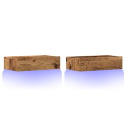 Berkfield Home TV Cabinets with LED Lights 2 pcs Old Wood 60x35x15.5 cm in Brown - thumbnail 3