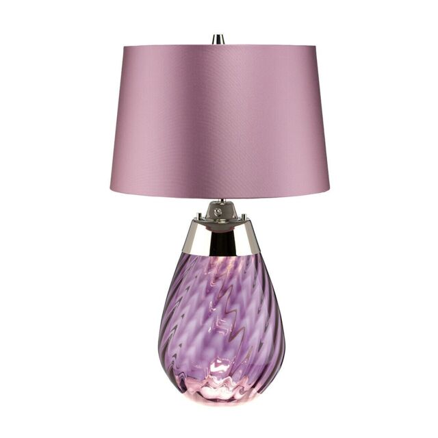 Loops Table Lamp Heather Shade & Plum tinted Glass / Heather Shade LED E27 60W Bulb in Clear - image 1