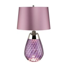 Loops Table Lamp Heather Shade & Plum tinted Glass / Heather Shade LED E27 60W Bulb in Clear