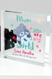 Personalised Memento Company Personalised You Are My World Me To You Crystal Token in Clear - thumbnail 4