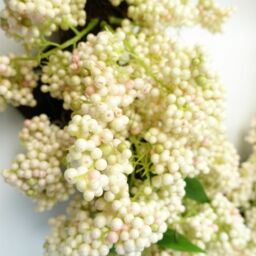 Leaf 55cm Artificial Hanging White Berries Wreath in Green - thumbnail 2