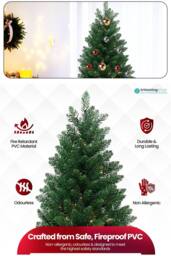 Neel Blue Nordic Christmas Tree, Pre-Lit Pine Xmas Tree, Warm White Leds in Green - Size: 4ft - thumbnail 3