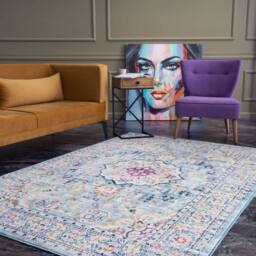 THE RUGS Marrakech Blue Medallion Large Area Rug & Runner Living Room 410 - Size: 200 cm x 290 cm - thumbnail 9