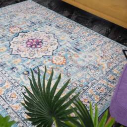 THE RUGS Marrakech Blue Medallion Large Area Rug & Runner Living Room 410 - Size: 200 cm x 290 cm - thumbnail 5