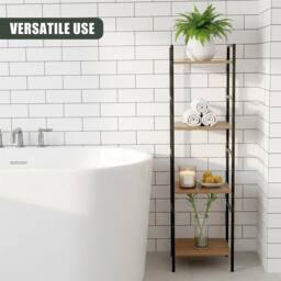 Havendro 4 Tier Shelf Stand Cabinet Kitchen Living Room Storage Rack in Brown - thumbnail 4