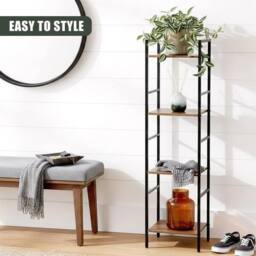 Havendro 4 Tier Shelf Stand Cabinet Kitchen Living Room Storage Rack in Brown - thumbnail 5
