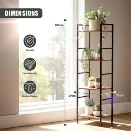 Havendro 4 Tier Shelf Stand Cabinet Kitchen Living Room Storage Rack in Brown - thumbnail 2