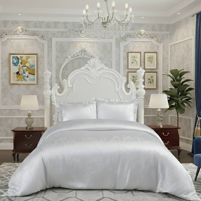 GAVENO CAVAILIA Heidi Jacquard Luxury Duvet Cover Set in Silver - Size: Double