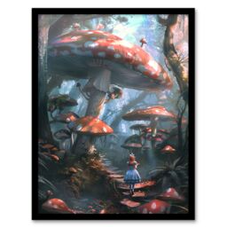 Artery8 Alice in Wonderland Mushroom Forest Concept Art Framed Art Print in Blue - Size: A4 - thumbnail 1