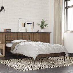 Berkfield Home Bed Frame without Mattress Brown Oak 90x190 cm Single - thumbnail 1