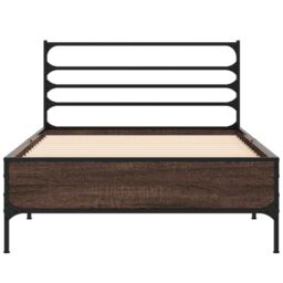 Berkfield Home Bed Frame without Mattress Brown Oak 90x190 cm Single - thumbnail 4