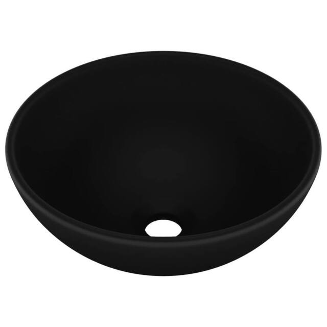 Berkfield Home Luxury Bathroom Basin Round Matt Black 32.5x14 cm Ceramic - image 1