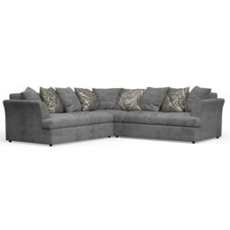 Furnishings For Less UK Mellors Pewter Grey or Stone Beige Chenille 5 Seater Corner Sofa L Shaped 2 Corner 2 Scatter Back in Charcoal - thumbnail 1