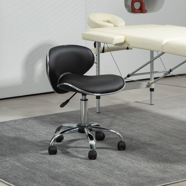 HOMCOM Ergonomic Executive Office Chair Computer Armless PU Wheels 360 Swivel in Black - image 1