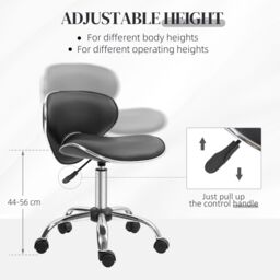 HOMCOM Ergonomic Executive Office Chair Computer Armless PU Wheels 360 Swivel in Black - thumbnail 4