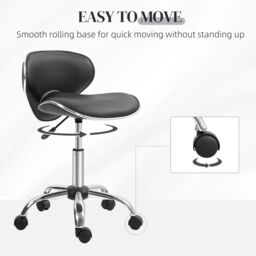 HOMCOM Ergonomic Executive Office Chair Computer Armless PU Wheels 360 Swivel in Black - thumbnail 6
