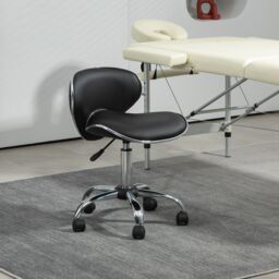 HOMCOM Ergonomic Executive Office Chair Computer Armless PU Wheels 360 Swivel in Black - thumbnail 1