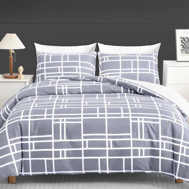 Pamposh Double Brushed Microfibre Duvet Cover Sets in Mid Grey - image 1