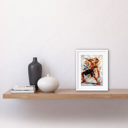 "Artery8 Wall Art Print Martial Arts Kickboxer Athlete Splat Paint Artwork Framed 9X7 Inch in White - Size: W7"" x H9""" - thumbnail 2